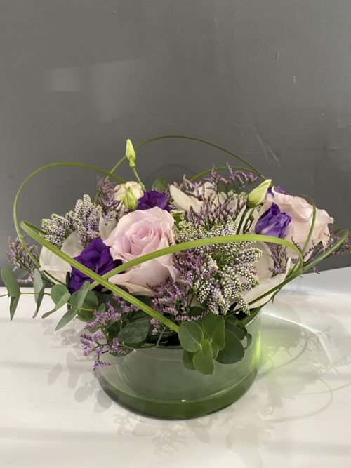 Glass Bowl Arrangement - Lavender Dreams